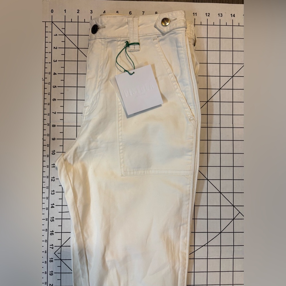 NWT Pistola Women’s Size 28 Ecru High Rise Cropped Utility Pant - Picture 10 of 10